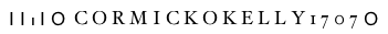 I I i I O C O R M I C K O K E L L Y 1 7 0 7 O